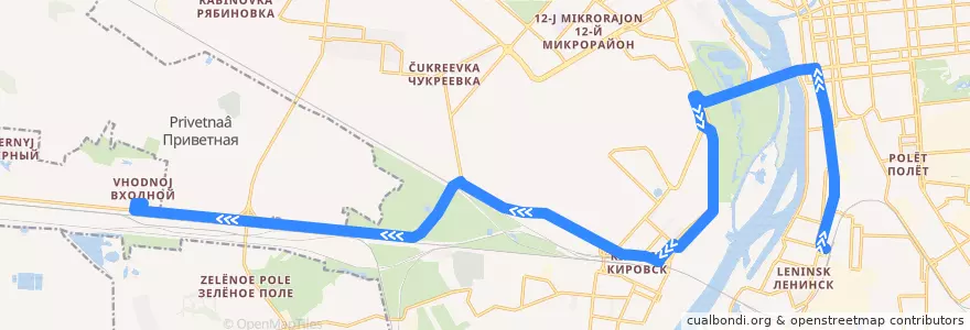 Mapa del recorrido Автобус №125 : Железнодорожный вокзал - пос. Входной de la línea  en городской округ Омск.