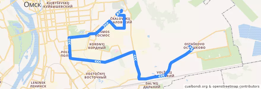 Mapa del recorrido Автобус №13 : Осташково - пос. Чкаловский de la línea  en городской округ Омск.