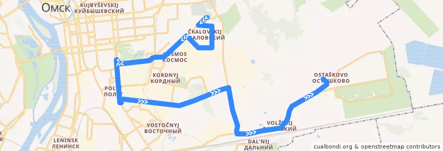 Mapa del recorrido Автобус №13 : пос. Чкаловский - Осташково de la línea  en городской округ Омск.