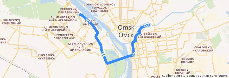 Mapa del recorrido Автобус №16 : Трикотажная фабрика - пос. Рыбачий de la línea  en городской округ Омск.