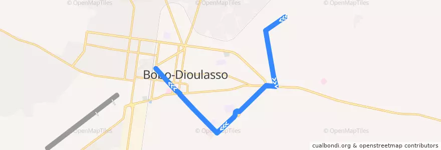 Mapa del recorrido 8: Terminus Bindougousso→Place Tiéfo Amoro de la línea  en Уэ.