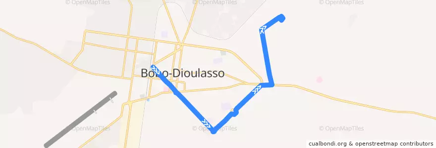 Mapa del recorrido 8: Place Tiéfo Amoro→Terminus Bindougousso de la línea  en Уэ.