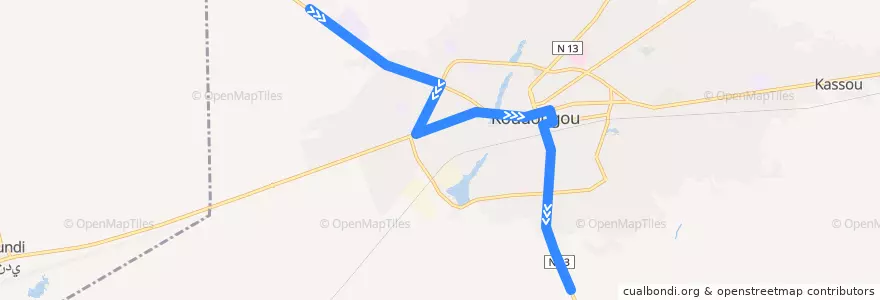Mapa del recorrido 5: Route de Réo→Terminus Site Ganite de la línea  en Koudougou.