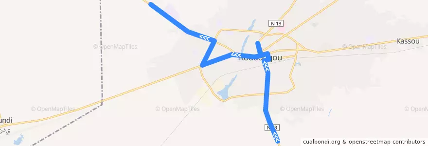 Mapa del recorrido 5: Terminus Site Ganite→Route de Réo de la línea  en Koudougou.