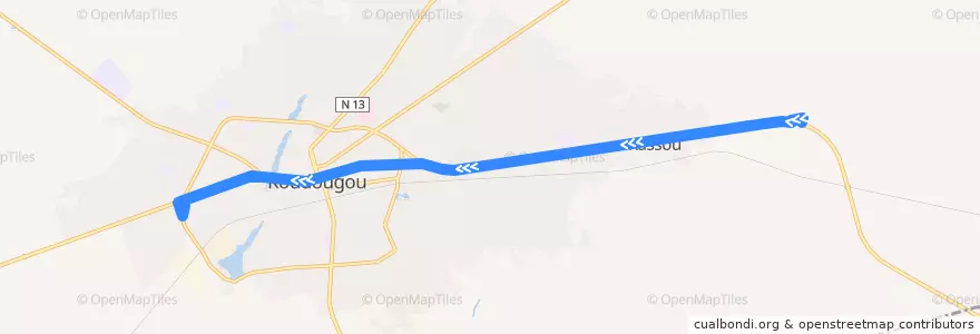 Mapa del recorrido 1: Cité des forces vives→Terminus central de la línea  en Koudougou.