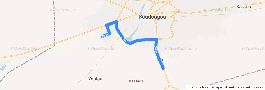 Mapa del recorrido 7: Terminus central→Terminus Site Granite de la línea  en Koudougou.