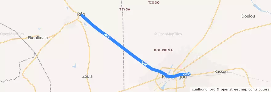 Mapa del recorrido Reo: Gare routière→Hôtel de ville de Réo de la línea  en Западно-Центральная область.