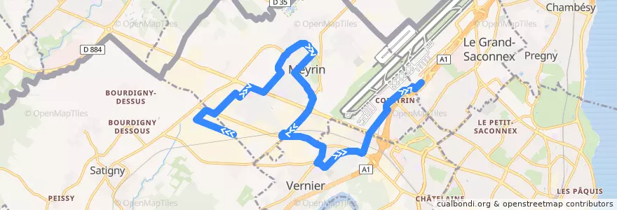 Mapa del recorrido Bus 57: ZIMEYSA-Gare → Aéroport de la línea  en Genève.