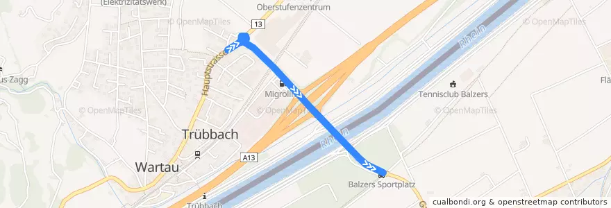 Mapa del recorrido Bus 11: Trübbach Dornau => Feldkirch Bahnhof de la línea  en .