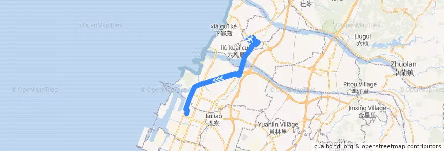 Mapa del recorrido 170路 (往梧棲) de la línea  en Taichung.