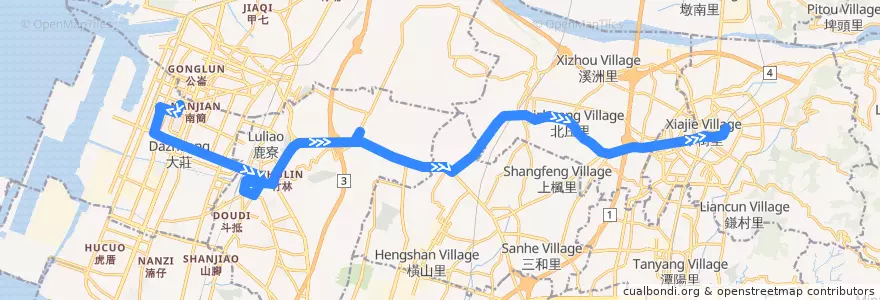 Mapa del recorrido 238路 (往豐原) de la línea  en 臺中市.