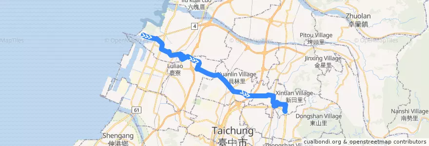 Mapa del recorrido 123路 (往臺中慈濟醫院) de la línea  en 臺中市.
