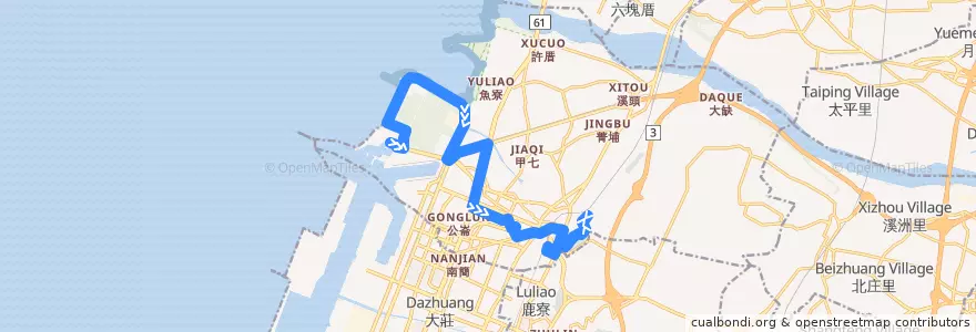 Mapa del recorrido 111路 (往清水火車站) de la línea  en 清水區.