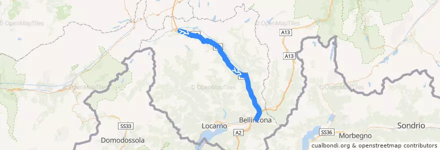 Mapa del recorrido Bus 191: Airolo => Bellinzona de la línea  en Tessin.