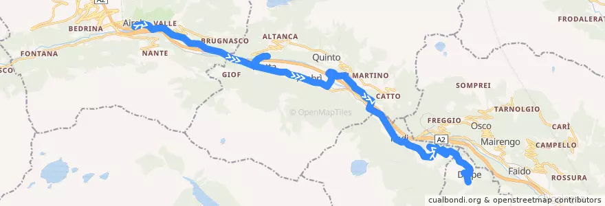 Mapa del recorrido Bus 117: Airolo => Dalpe de la línea  en District de Léventine.