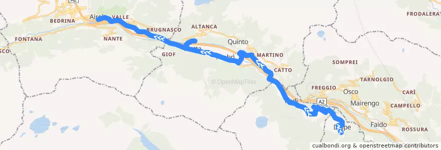 Mapa del recorrido Bus 117: Dalpe => Airolo de la línea  en Distretto di Leventina.