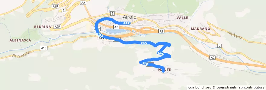 Mapa del recorrido Bus 113: Airolo => Nante de la línea  en Airolo.