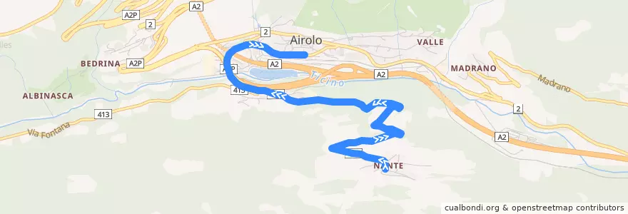 Mapa del recorrido Bus 113: Nante => Airolo de la línea  en Airolo.
