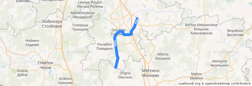 Mapa del recorrido Автобус 46: Барыбино - Михайловское de la línea  en городской округ Домодедово.