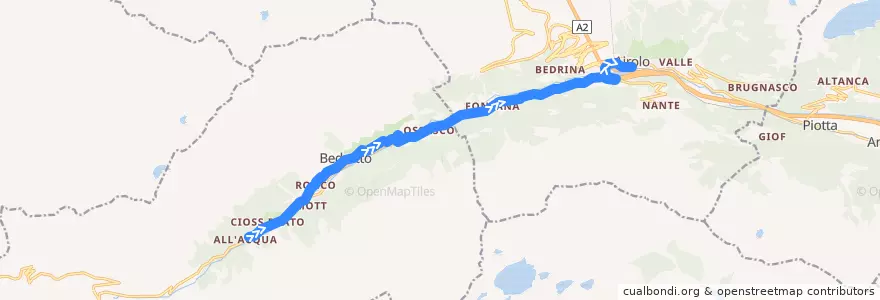 Mapa del recorrido Bus 112: All'Acqu => Airolo de la línea  en Circolo di Airolo.