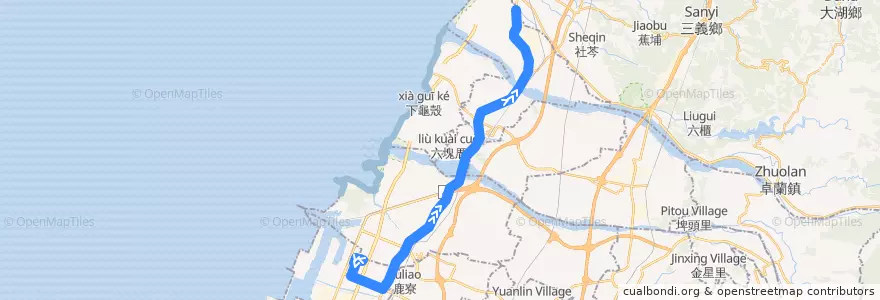 Mapa del recorrido 616路 (往大甲區銅安厝) de la línea  en تایچونگ.