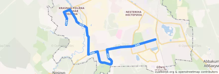 Mapa del recorrido Автобус 1: Красная Поляна - Станция Лобня de la línea  en городской округ Лобня.