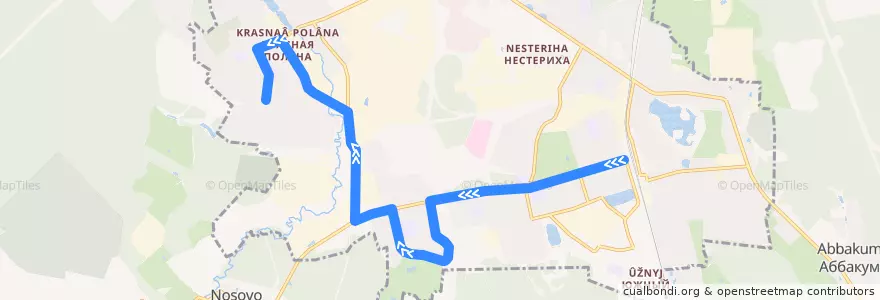 Mapa del recorrido Автобус 1: Станция Лобня - Красная Поляна de la línea  en Lobnya.
