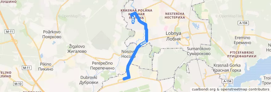 Mapa del recorrido Автобус 24к: Красная Поляна - Шереметьево-1 de la línea  en Óblast de Moscú.