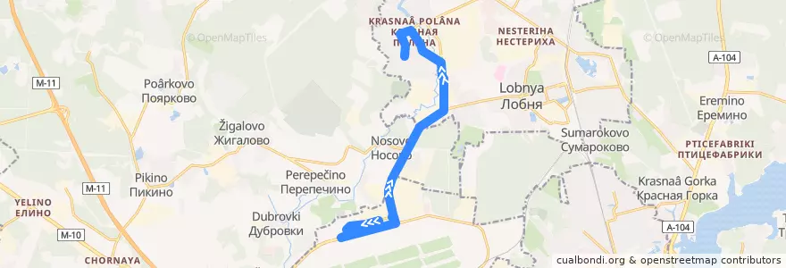 Mapa del recorrido Автобус 24к: Шереметьево-1 - Красная Поляна de la línea  en Oblast de Moscou.