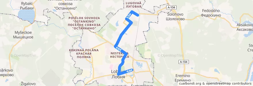 Mapa del recorrido Автобус 5: Лобня - Луговая de la línea  en городской округ Лобня.