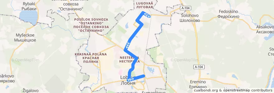 Mapa del recorrido Автобус 5: Луговая - Лобня de la línea  en городской округ Лобня.