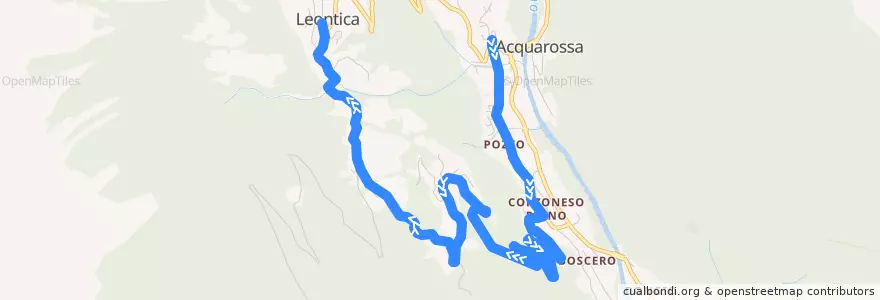 Mapa del recorrido Bus 133: Acquarossa–Leontica de la línea  en Circolo d'Acquarossa.