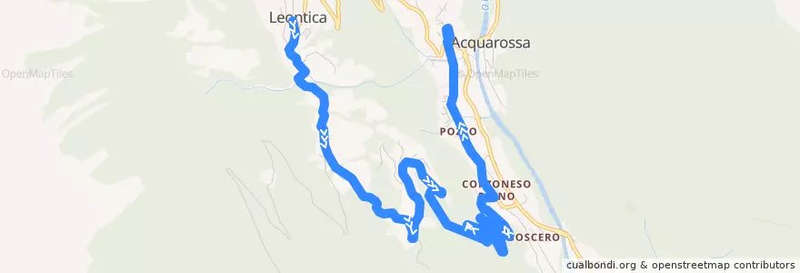 Mapa del recorrido Bus 133: Leontica-Acquarossa de la línea  en Circolo d'Acquarossa.