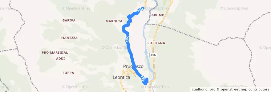 Mapa del recorrido Bus 134: Ponto Valentino-Acquarossa de la línea  en Circolo d'Acquarossa.