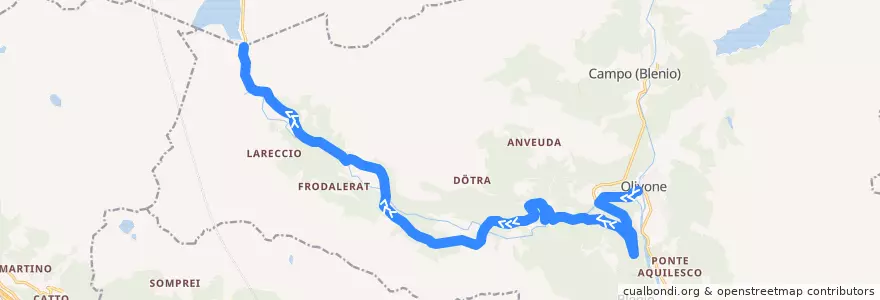 Mapa del recorrido Bus 136: Olivone–Lucomagno de la línea  en Blenio.