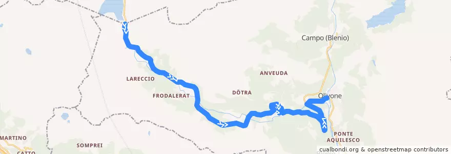 Mapa del recorrido Bus 136: Lucomagno-Olivone de la línea  en Blenio.