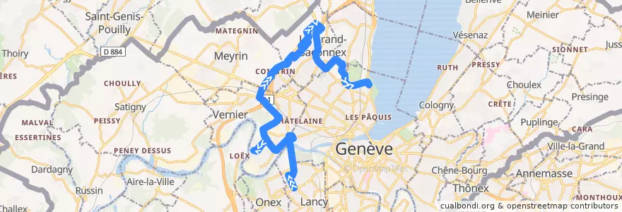 Mapa del recorrido Bus 28: Les Esserts → Jardin Botanique de la línea  en Genève.