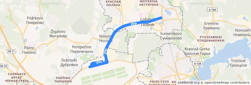 Mapa del recorrido Автобус 48ш: Шереметьево Терминал B - Станция Лобня de la línea  en استان مسکو.