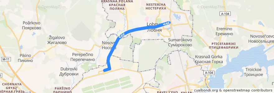 Mapa del recorrido Автобус 48ш: Станция Лобня - Шереметьево Терминал B de la línea  en Oblast Moskou.