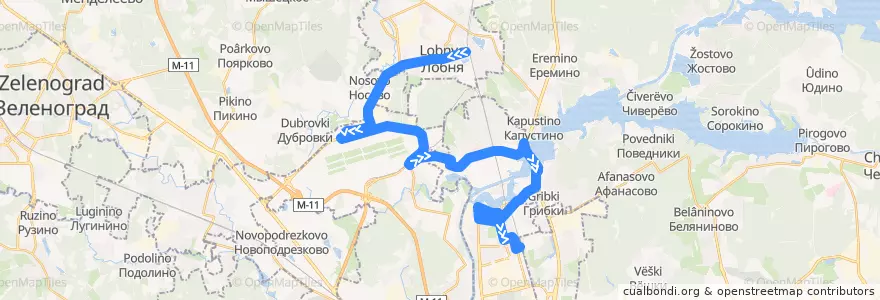 Mapa del recorrido Автобус 38: Станция Лобня - Платформа Долгопрудная de la línea  en محافظة موسكو.