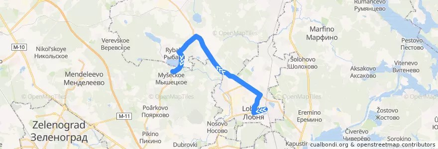 Mapa del recorrido Автобус 23: Лобня - Озеро Круглое de la línea  en Oblast' di Mosca.