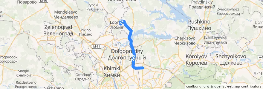 Mapa del recorrido Автобус 459: Лобня => Метро Алтуфьево de la línea  en Центральный федеральный округ.