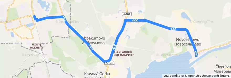 Mapa del recorrido Автобус 36: Новосельцево - Лобня de la línea  en городской округ Мытищи.