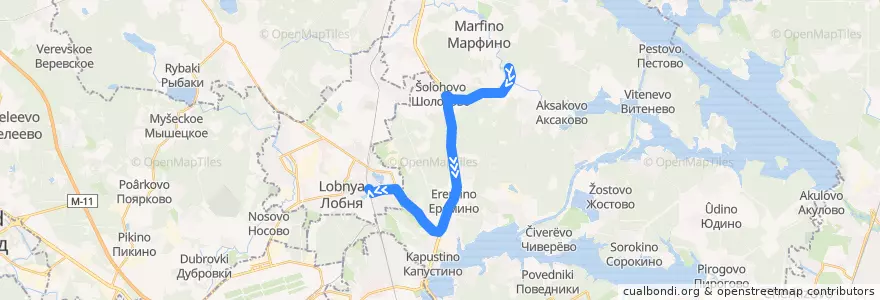 Mapa del recorrido Автобус 42: Данилково - Лобня de la línea  en городской округ Мытищи.