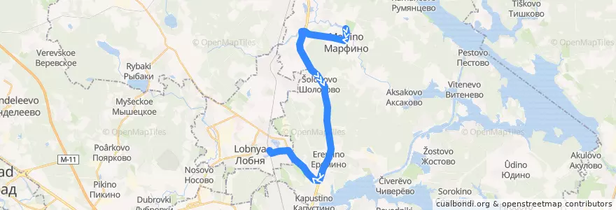Mapa del recorrido Автобус 60: Дом отдыха Марфино - Лобня de la línea  en городской округ Мытищи.