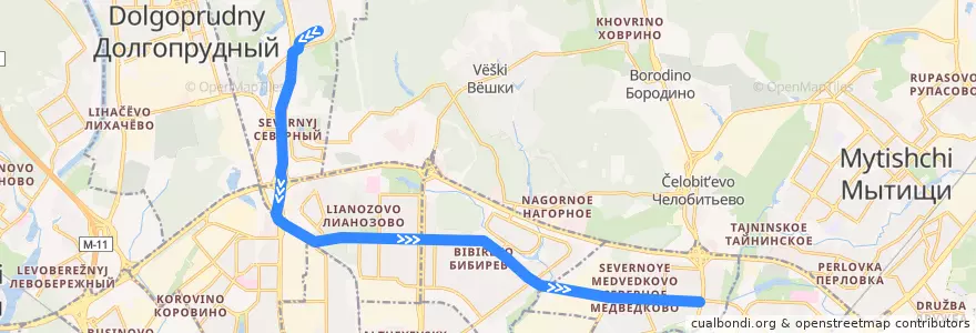 Mapa del recorrido Автобус 909: Северный - Осташковская de la línea  en Северо-Восточный административный округ.