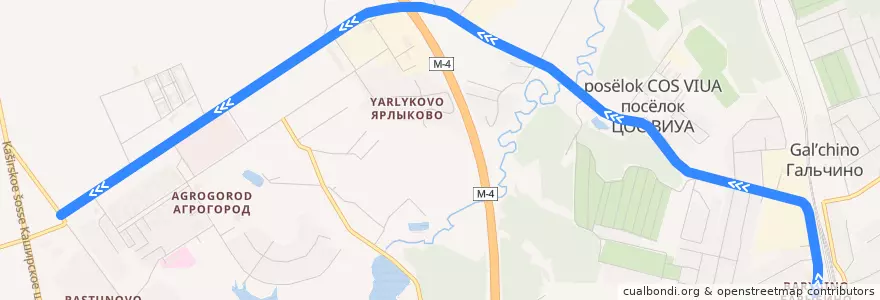 Mapa del recorrido Автобус 51: Барыбино - Заря-2 de la línea  en городской округ Домодедово.