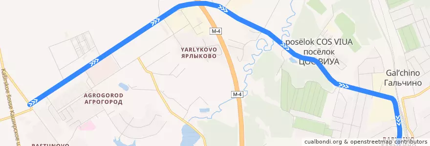 Mapa del recorrido Автобус 51: Заря-2 - Барыбино de la línea  en городской округ Домодедово.