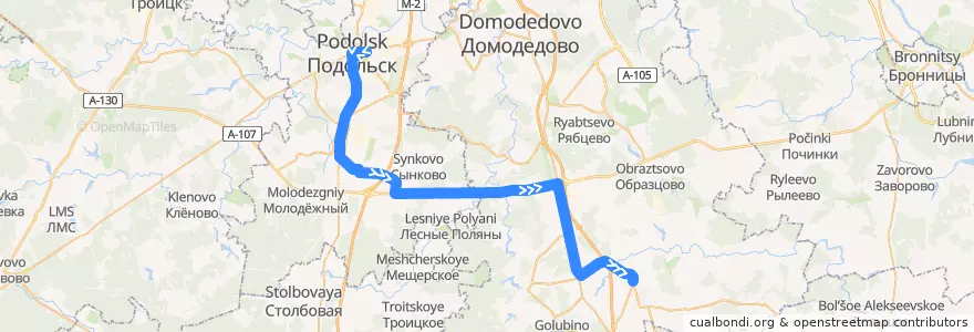 Mapa del recorrido Автобус 67 (Подольск): Подольск - Барыбино de la línea  en Oblast' di Mosca.