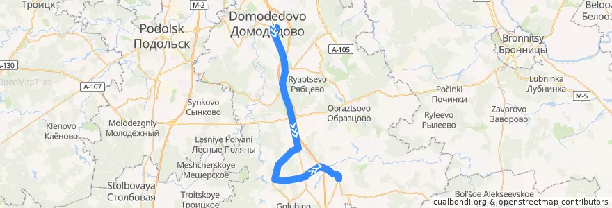 Mapa del recorrido Автобус №58: Станция Домодедово – Барыбино de la línea  en городской округ Домодедово.
